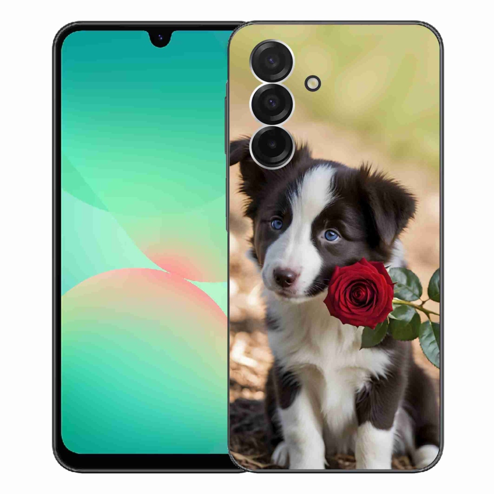 Gelový kryt mmCase na Samsung Galaxy A26 5G - roztomilá border kolie s růží
