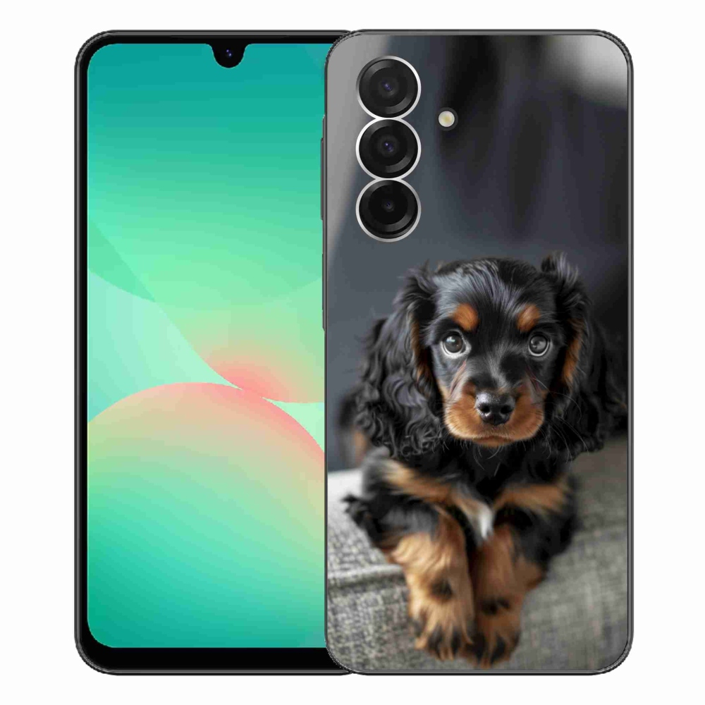Gelový kryt mmCase na Samsung Galaxy A26 5G - roztomilý dlouhosrstý jezevčík