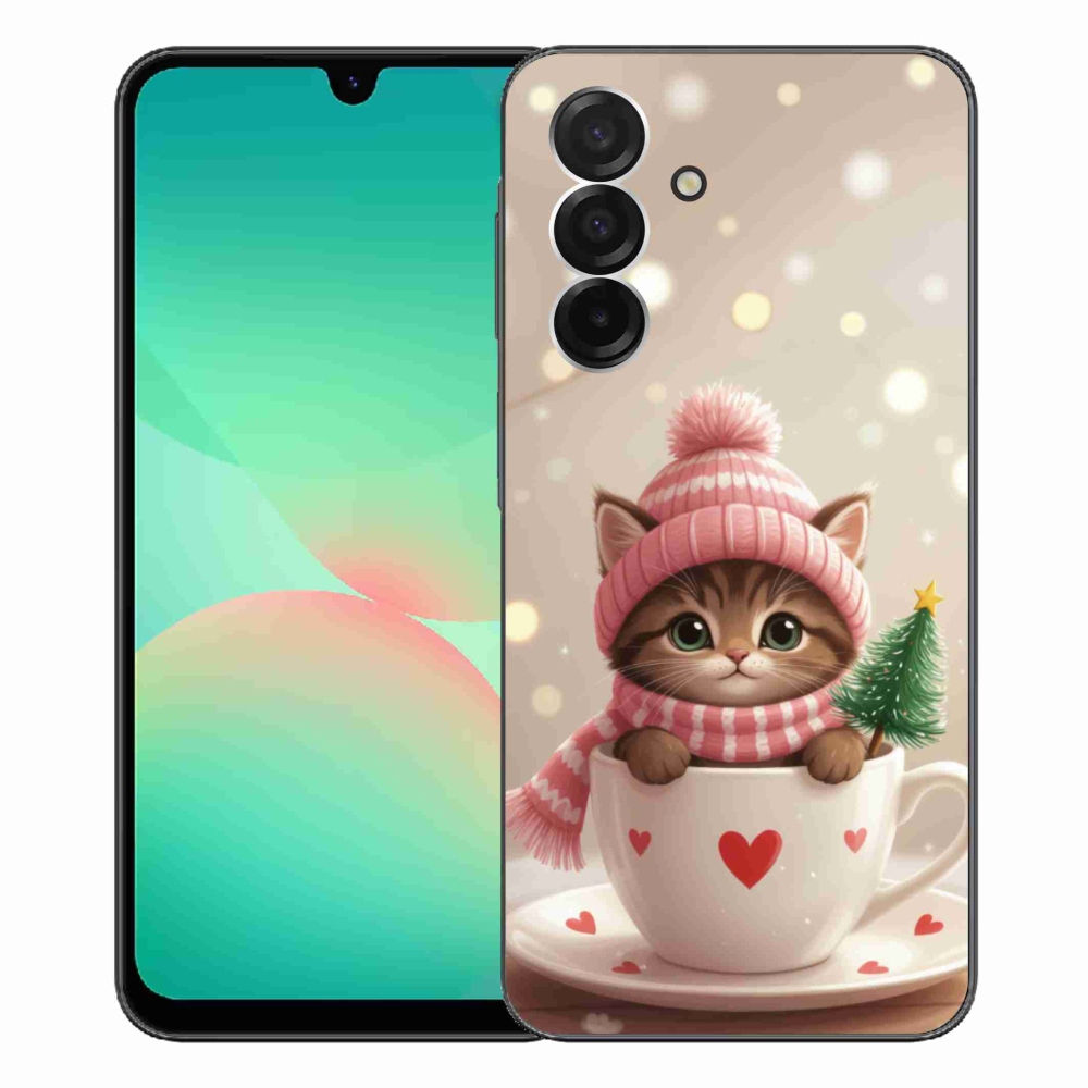 Gelový kryt mmCase na Samsung Galaxy A26 5G - vánoční kotě v hrnku