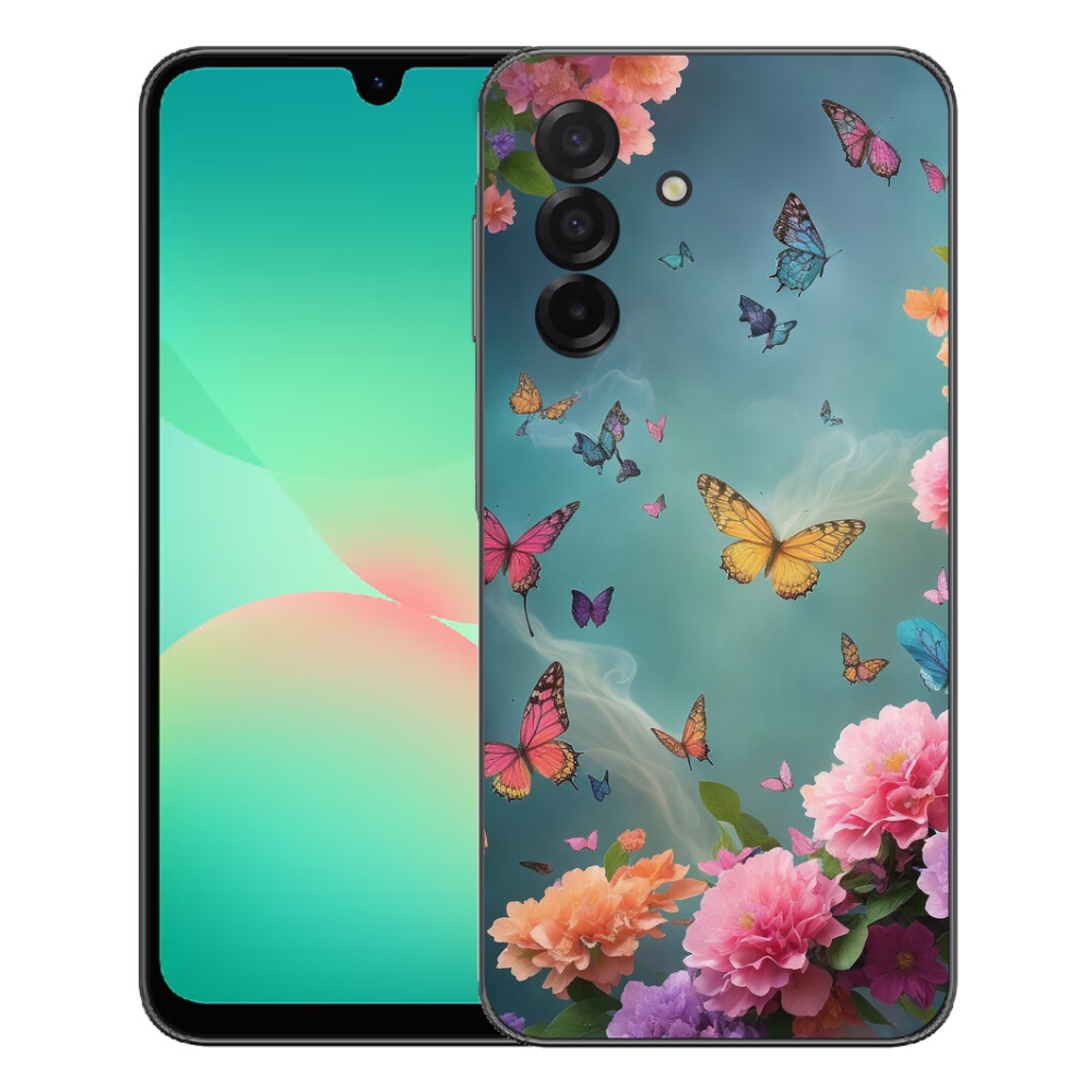 Gelový kryt mmCase na Samsung Galaxy A27 5G - barevné květy a motýli