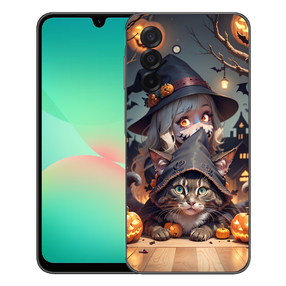 Gelový kryt mmCase na Samsung Galaxy A27 5G - čarodějnice s kočkou