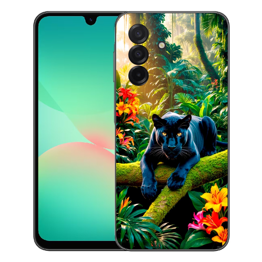 Gelový kryt mmCase na Samsung Galaxy A27 5G - černý panter v džungli