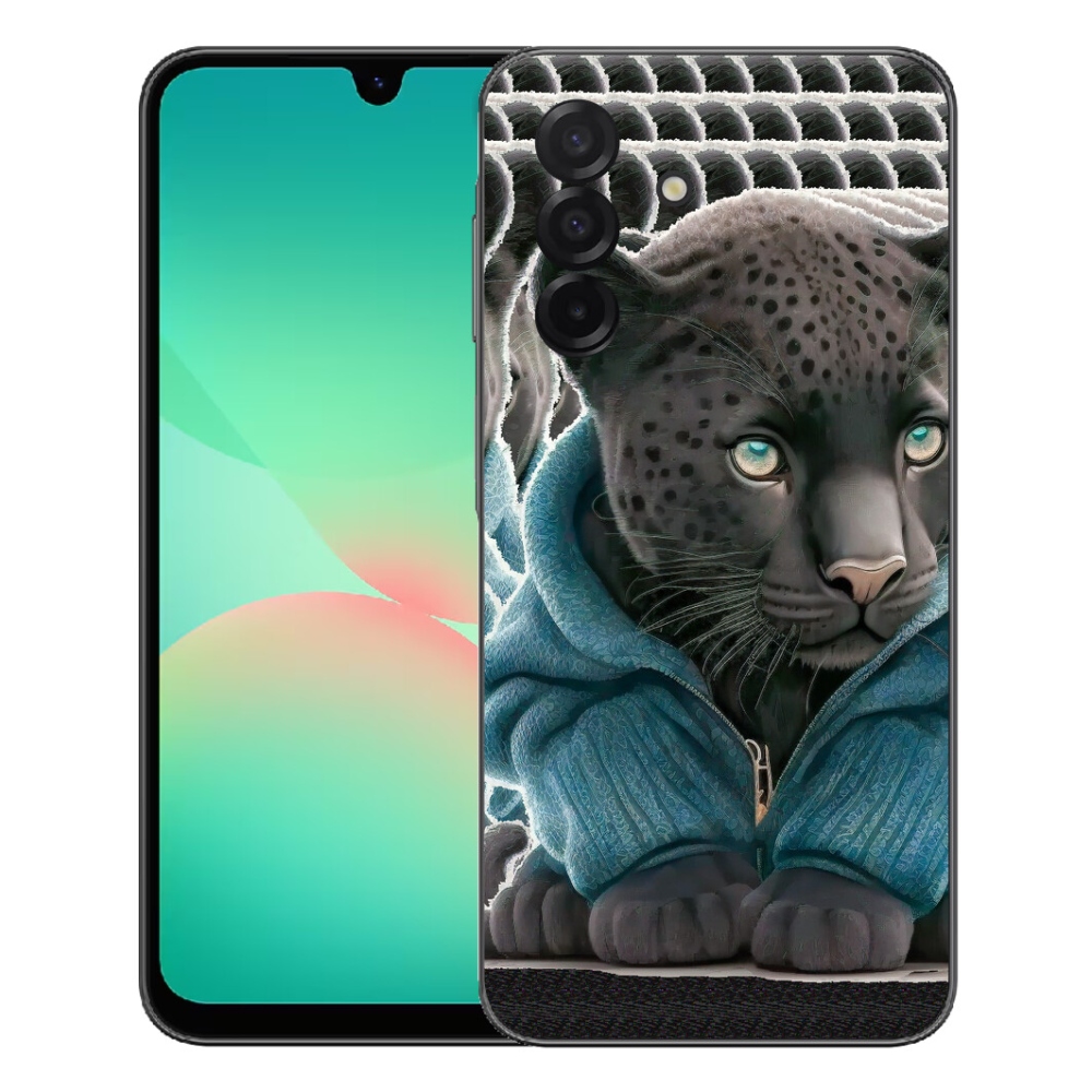 Gelový kryt mmCase na Samsung Galaxy A27 5G - černý panter ve svetru