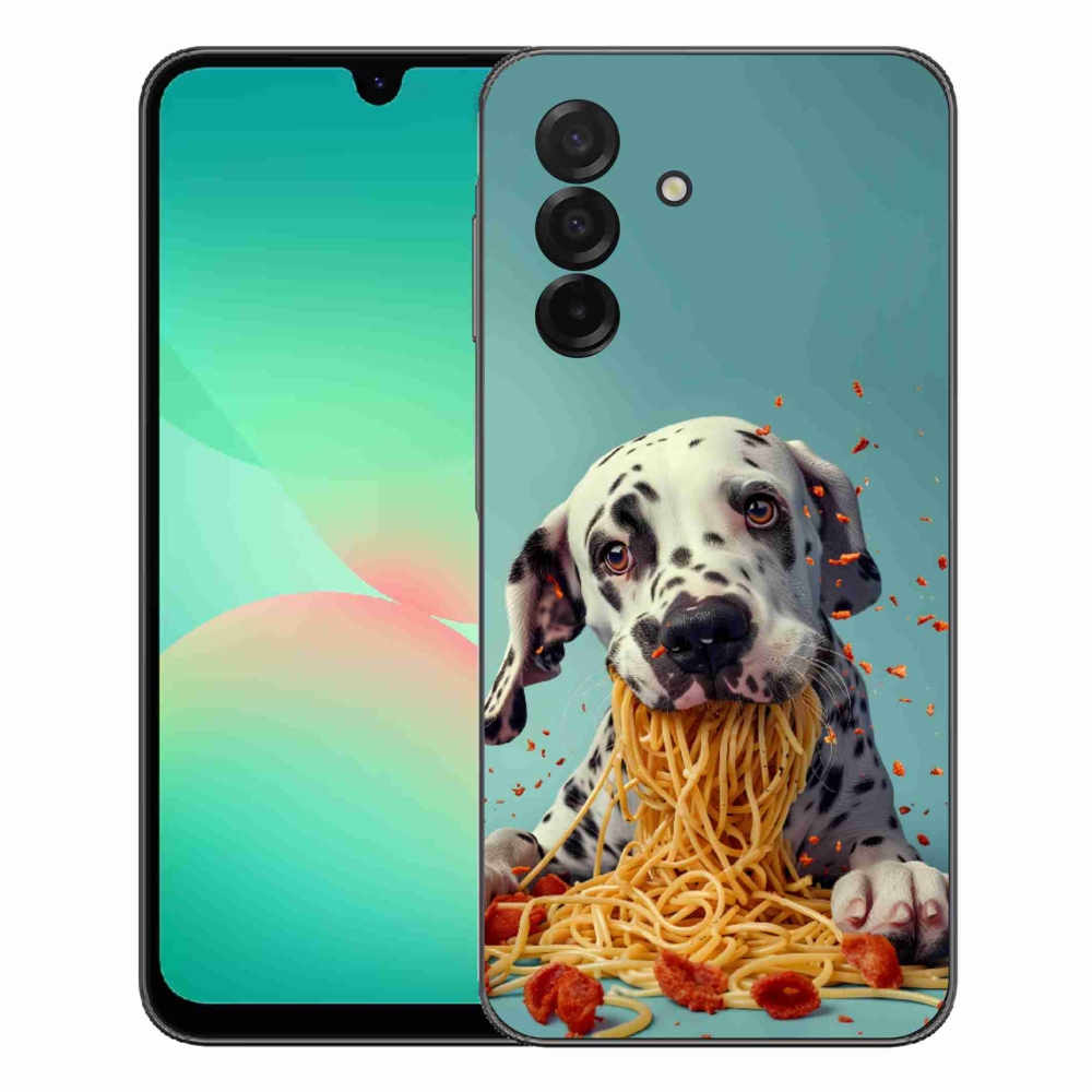 Gelový kryt mmCase na Samsung Galaxy A27 5G - dalmatin a špagety