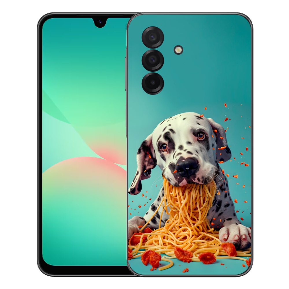Gelový kryt mmCase na Samsung Galaxy A27 5G - dalmatin a špagety