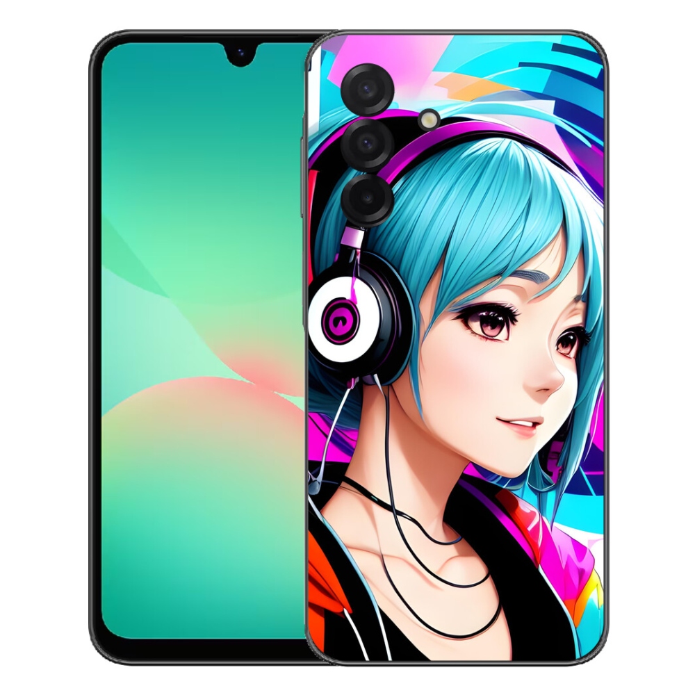 Gelový kryt mmCase na Samsung Galaxy A27 5G - dívka se sluchátky