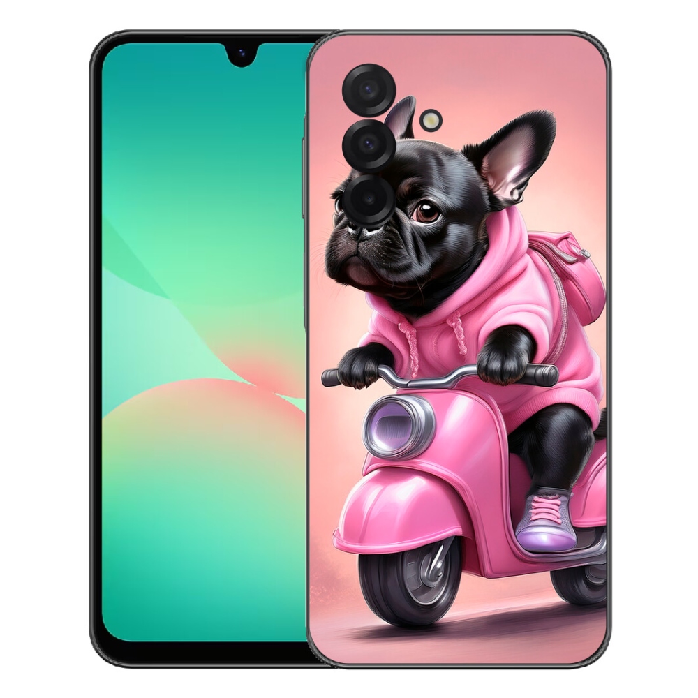 Gelový kryt mmCase na Samsung Galaxy A27 5G - francouzský buldoček na skútru