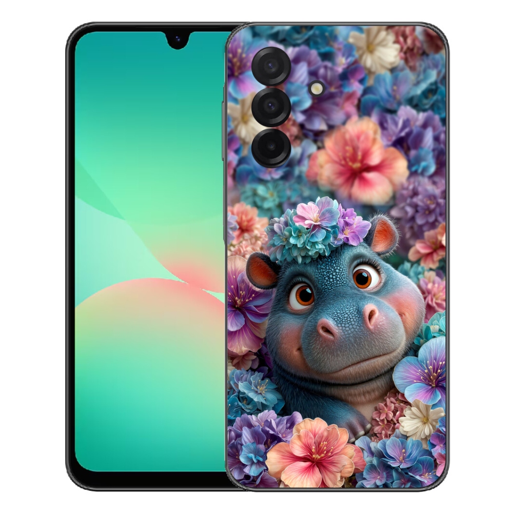 Gelový kryt mmCase na Samsung Galaxy A27 5G - hrošík v květinách