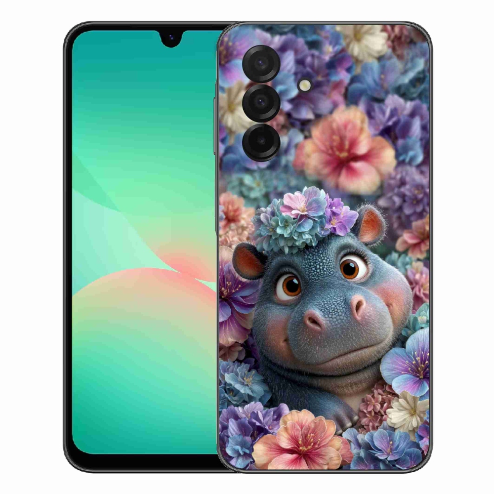 Gelový kryt mmCase na Samsung Galaxy A27 5G - hrošík v květinách
