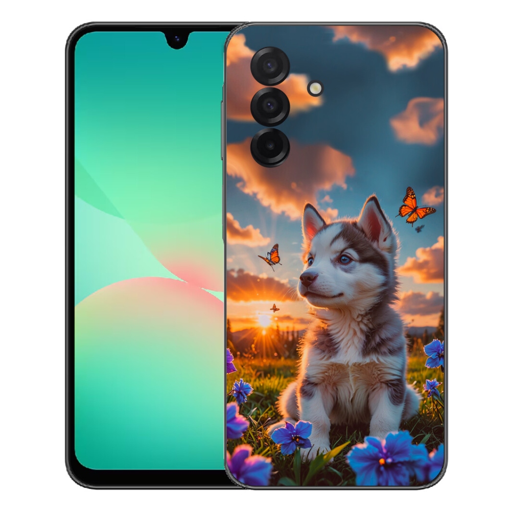 Gelový kryt mmCase na Samsung Galaxy A27 5G - husky při západu slunce