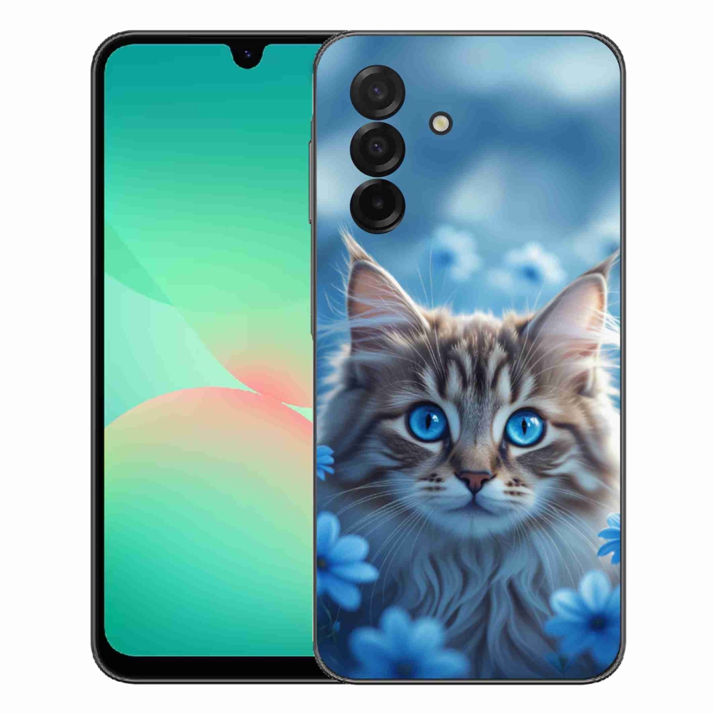Gelový kryt mmCase na Samsung Galaxy A27 5G - koťátko v modrých květech
