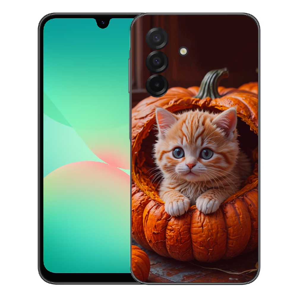 Gelový kryt mmCase na Samsung Galaxy A27 5G - kotě a dýně 2
