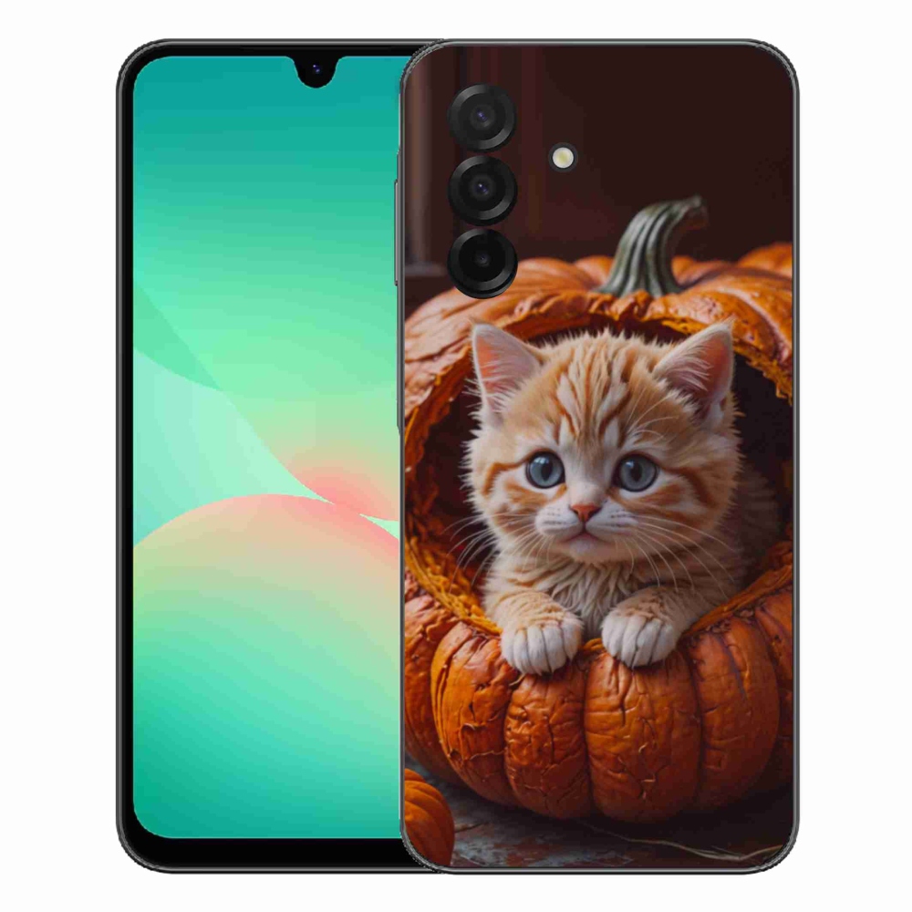 Gelový kryt mmCase na Samsung Galaxy A27 5G - kotě a dýně 2