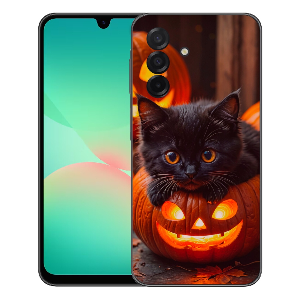 Gelový kryt mmCase na Samsung Galaxy A27 5G - kotě a dýně