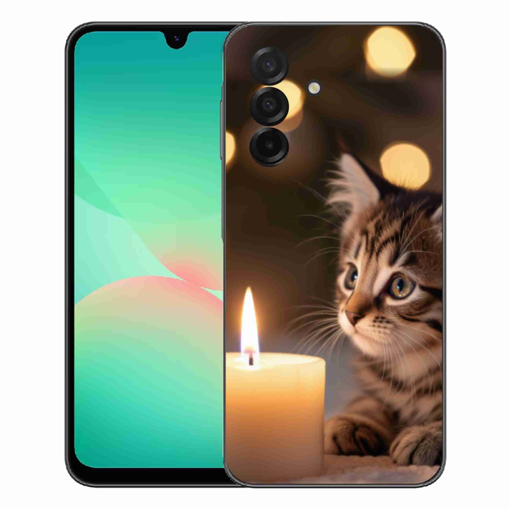 Gelový kryt mmCase na Samsung Galaxy A27 5G - kotě a svíčka