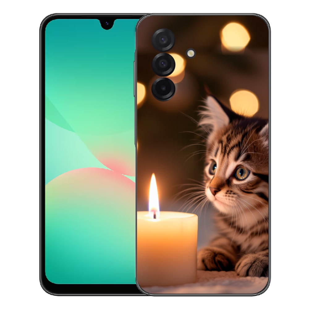 Gelový kryt mmCase na Samsung Galaxy A27 5G - kotě a svíčka
