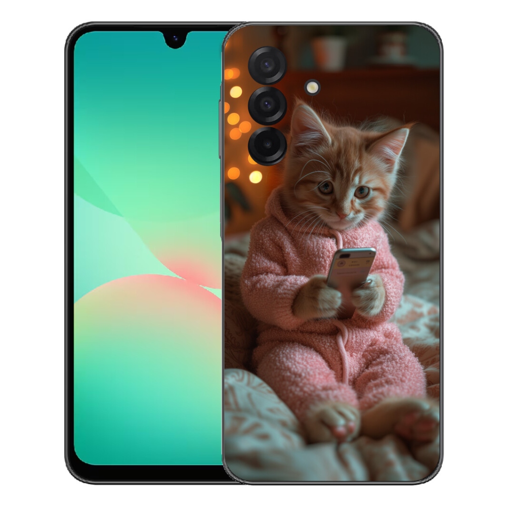 Gelový kryt mmCase na Samsung Galaxy A27 5G - kotě s mobilem