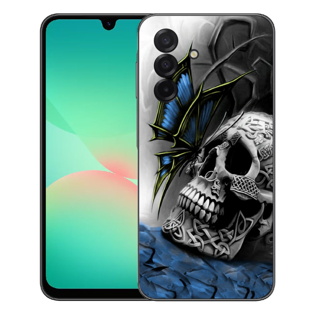 Gelový kryt mmCase na Samsung Galaxy A27 5G - motýl a lebka