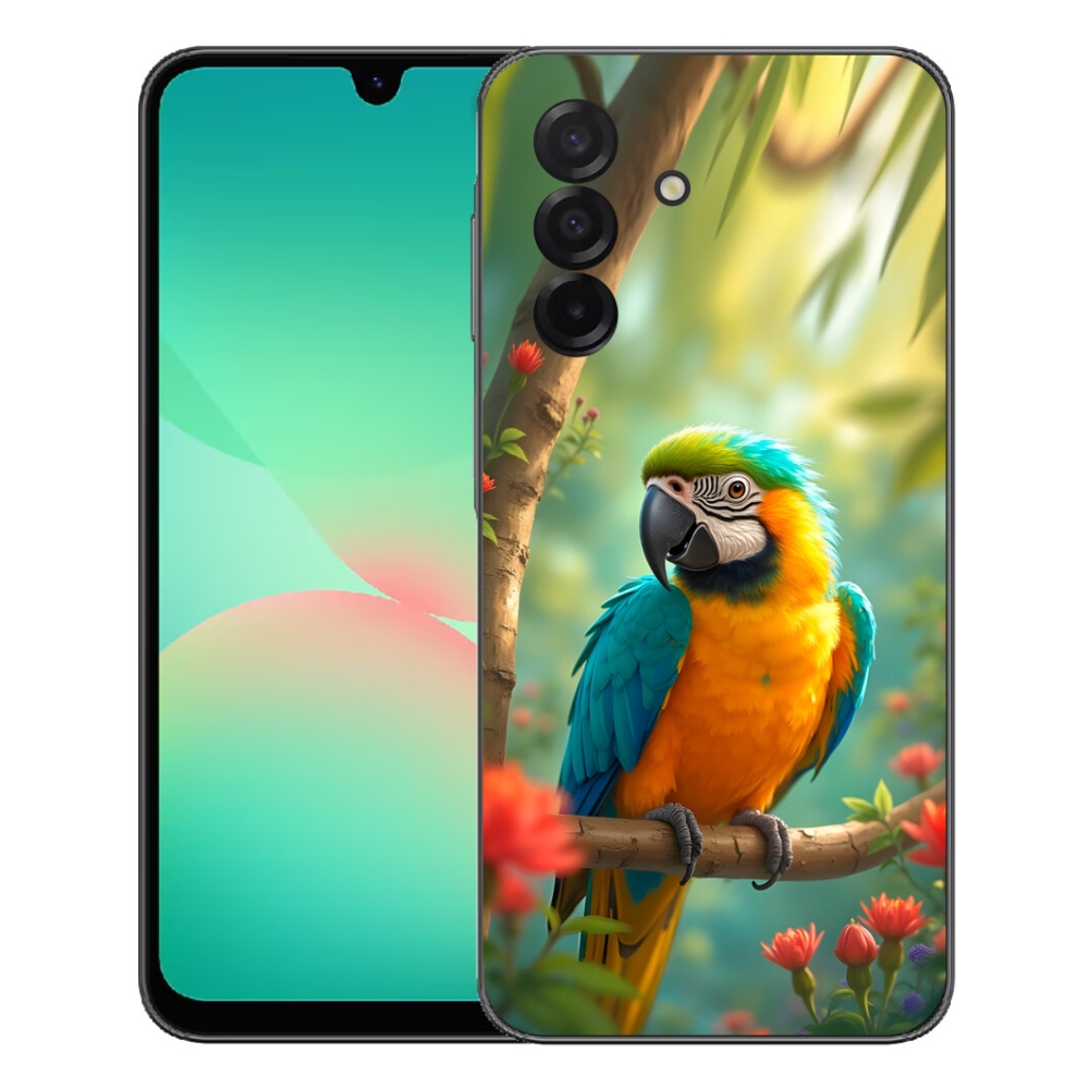 Gelový kryt mmCase na Samsung Galaxy A27 5G - papoušek ara modrožlutá
