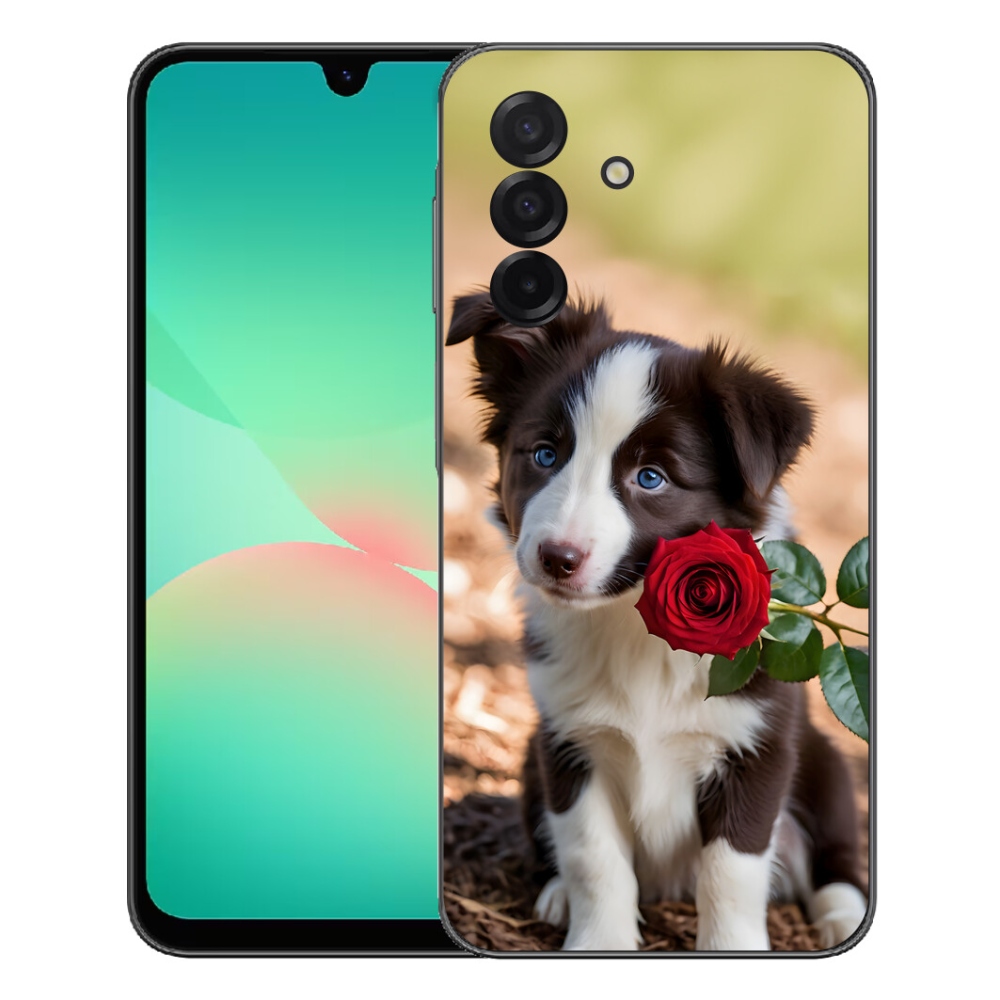 Gelový kryt mmCase na Samsung Galaxy A27 5G - roztomilá border kolie s růží