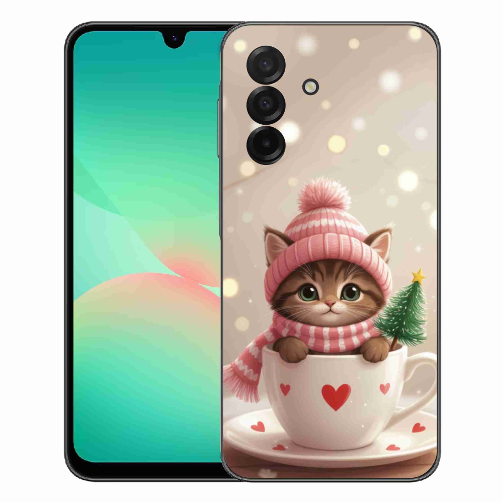 Gelový kryt mmCase na Samsung Galaxy A27 5G - vánoční kotě v hrnku