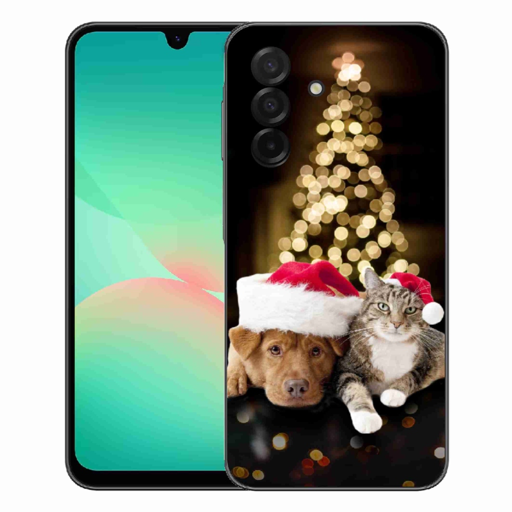 Gelový kryt mmCase na Samsung Galaxy A27 5G - vánoční pes a kočka