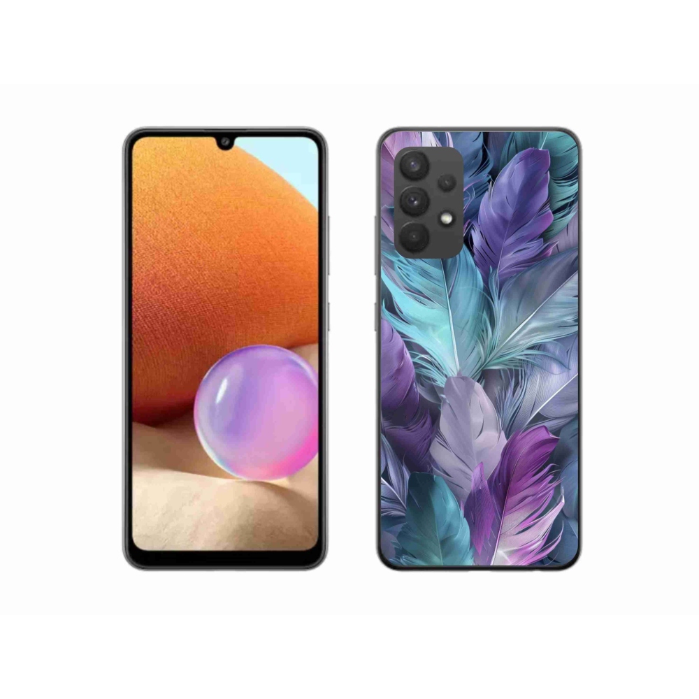 Gelový kryt mmCase na Samsung Galaxy A32 4G - barevné peří 2