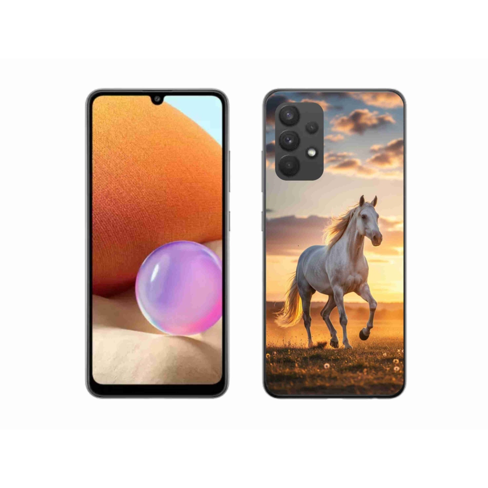 Gelový kryt mmCase na Samsung Galaxy A32 4G - běžící bílý kůň 2