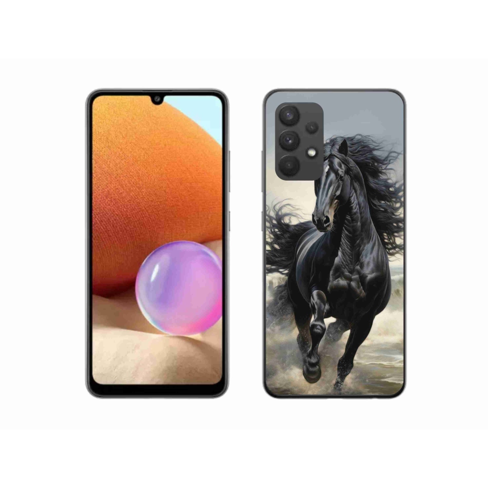 Gelový kryt mmCase na Samsung Galaxy A32 4G - běžící černý kůň