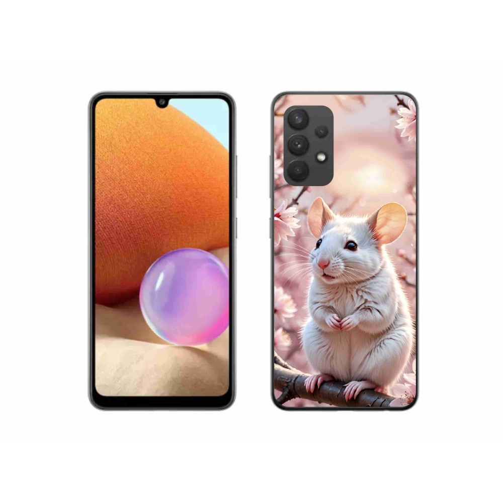 Gelový kryt mmCase na Samsung Galaxy A32 4G - bílá myš na větvi