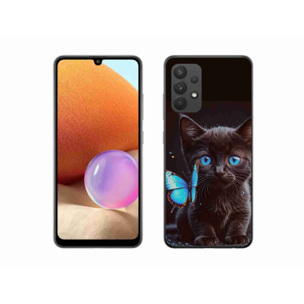 Gelový kryt mmCase na Samsung Galaxy A32 4G - černé kotě 3