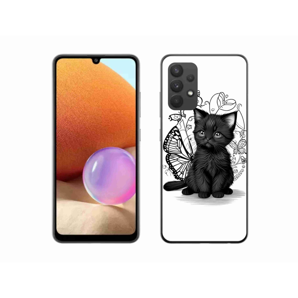 Gelový kryt mmCase na Samsung Galaxy A32 4G - černé kotě