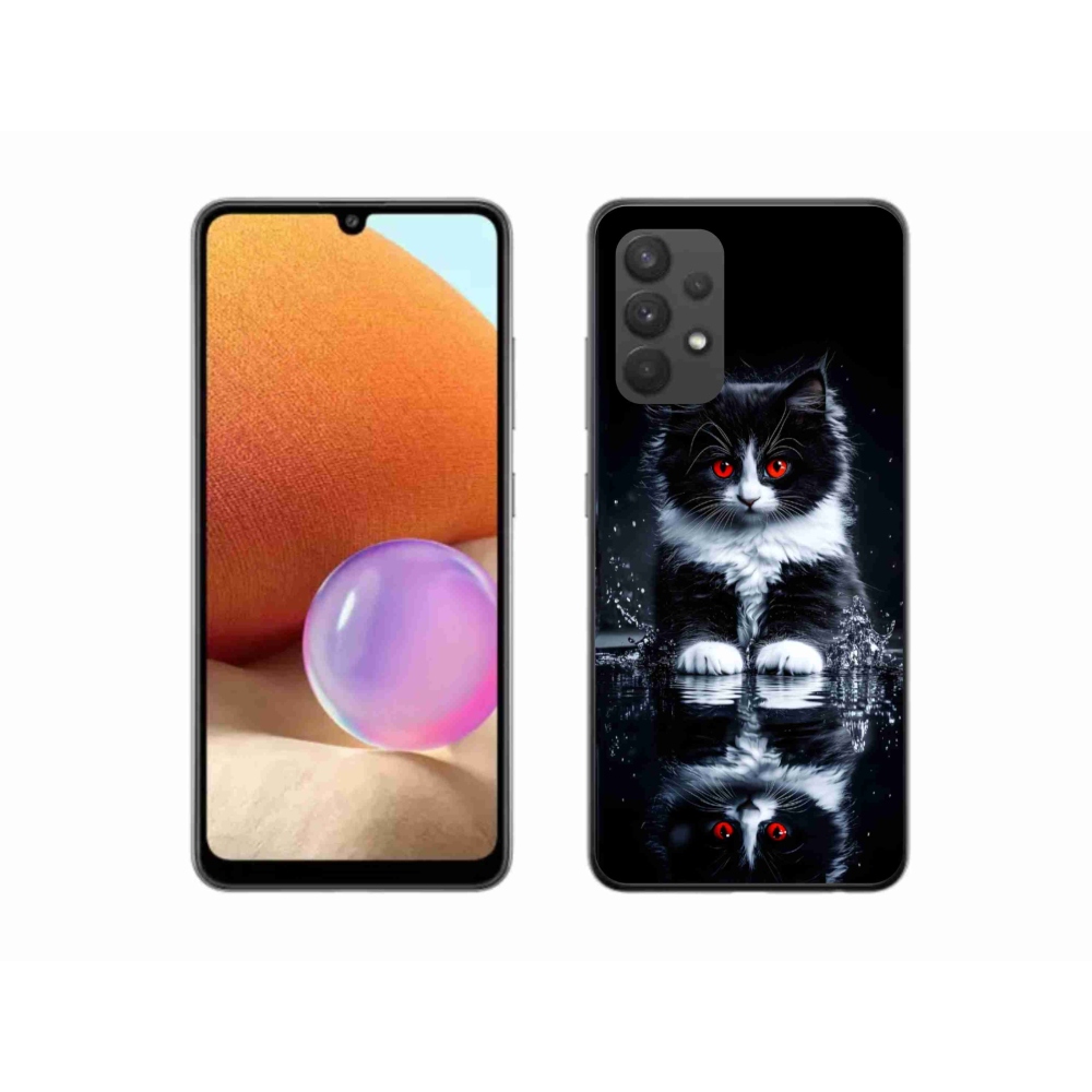 Gelový kryt mmCase na Samsung Galaxy A32 4G - černobílé kotě