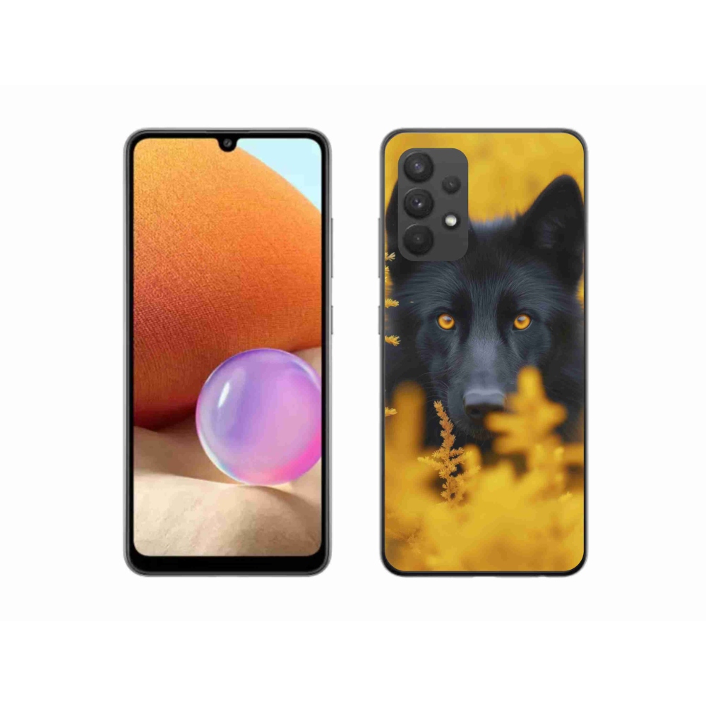 Gelový kryt mmCase na Samsung Galaxy A32 4G - černý vlk 2