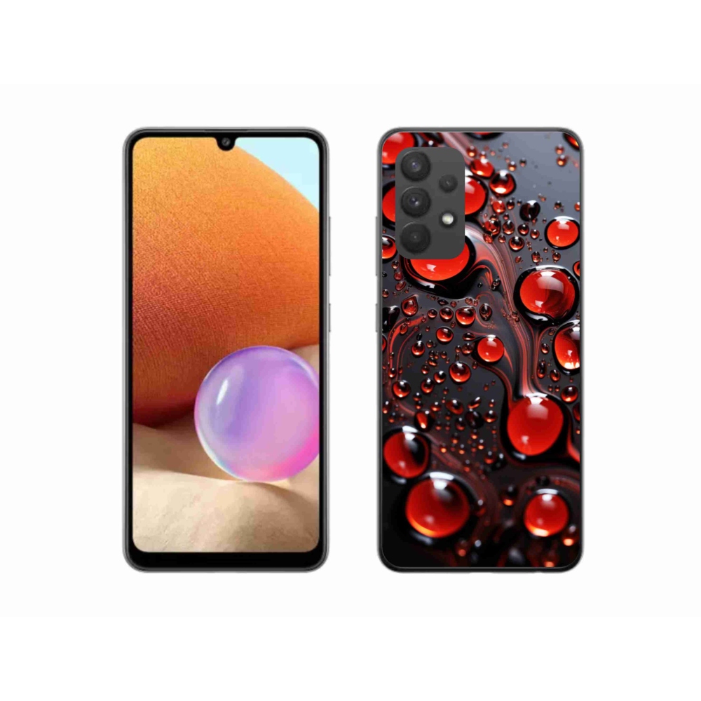 Gelový kryt mmCase na Samsung Galaxy A32 4G - červené kapky 2