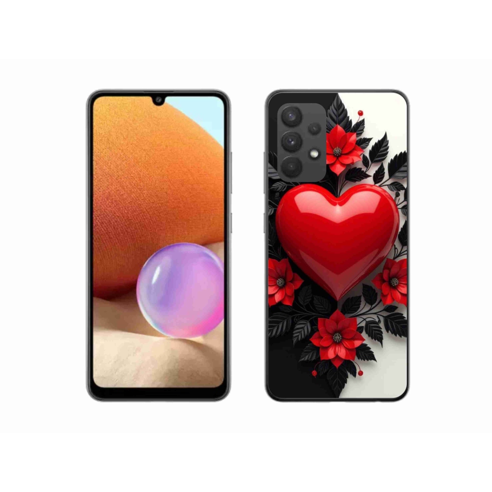 Gelový kryt mmCase na Samsung Galaxy A32 4G - červené srdce