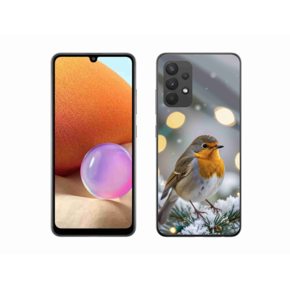 Gelový kryt mmCase na Samsung Galaxy A32 4G - červenka v zimě