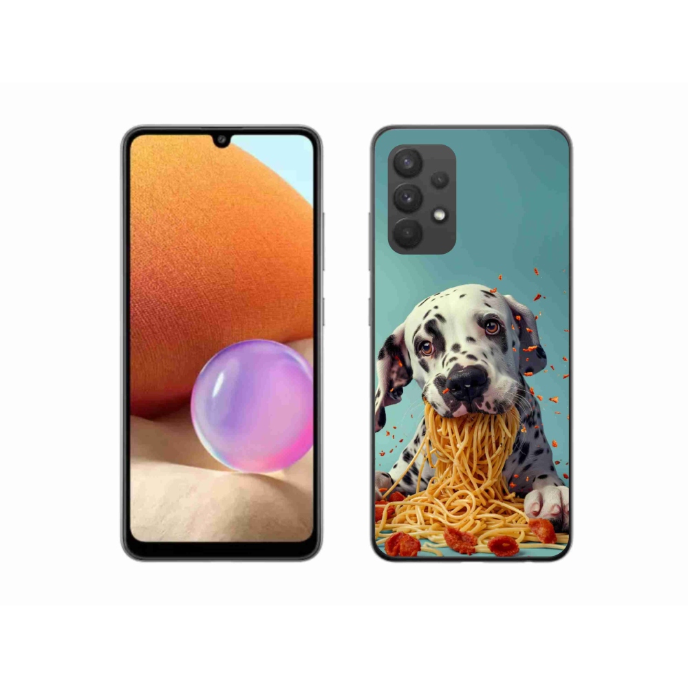 Gelový kryt mmCase na Samsung Galaxy A32 4G - dalmatin a špagety