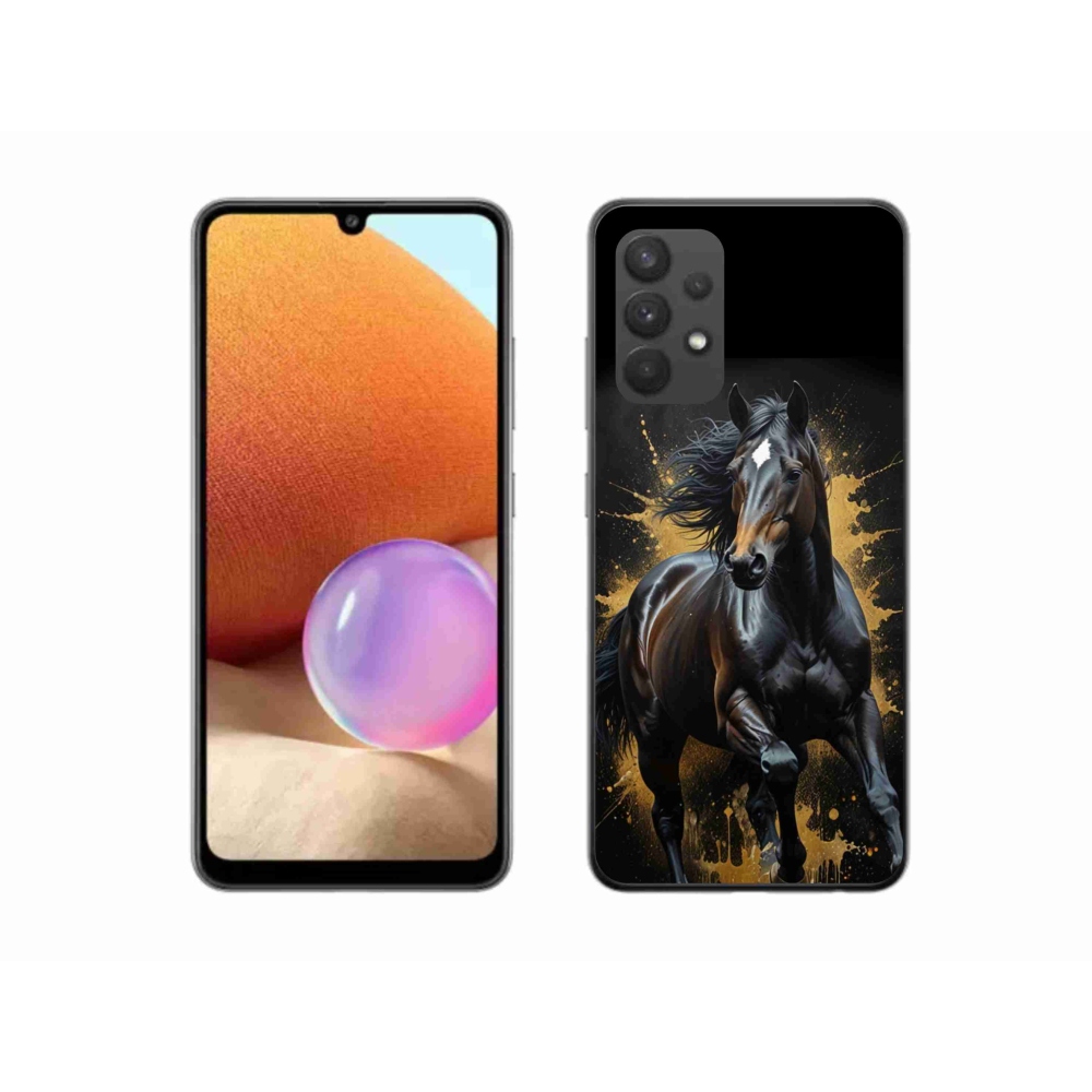Gelový kryt mmCase na Samsung Galaxy A32 4G - elegantní černý hřebec