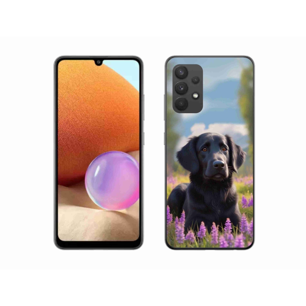 Gelový kryt mmCase na Samsung Galaxy A32 4G - elegantní černý retrívr