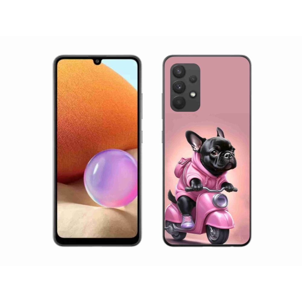 Gelový kryt mmCase na Samsung Galaxy A32 4G - francouzský buldoček na skútru