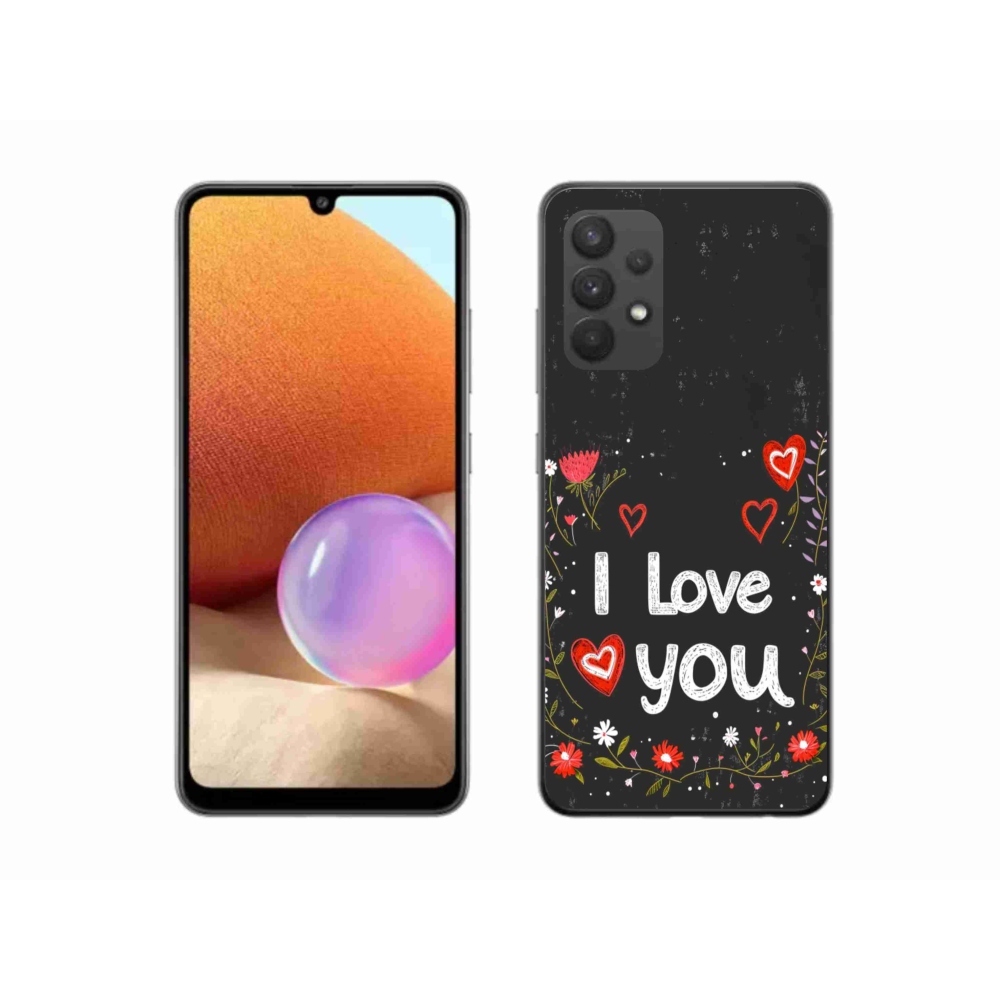 Gelový kryt mmCase na Samsung Galaxy A32 4G - I love you černé pozadí