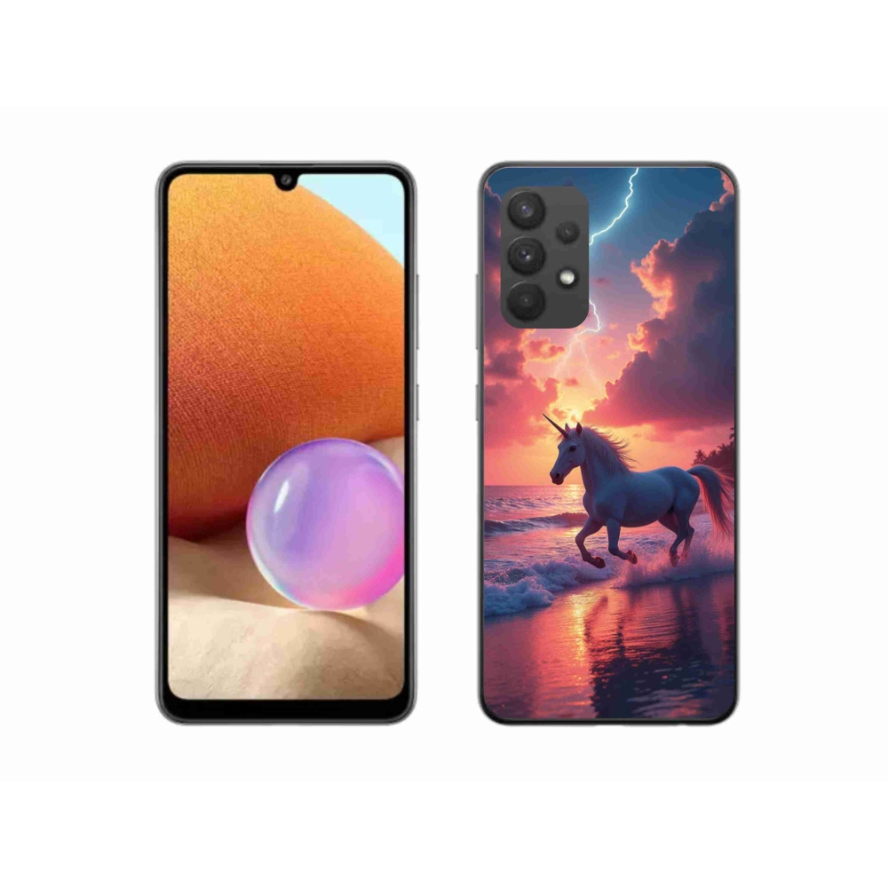 Gelový kryt mmCase na Samsung Galaxy A32 4G - jednorožec na pláži