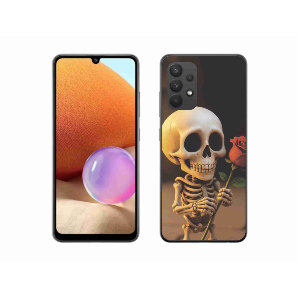 Gelový kryt mmCase na Samsung Galaxy A32 4G - kostlivec s růží