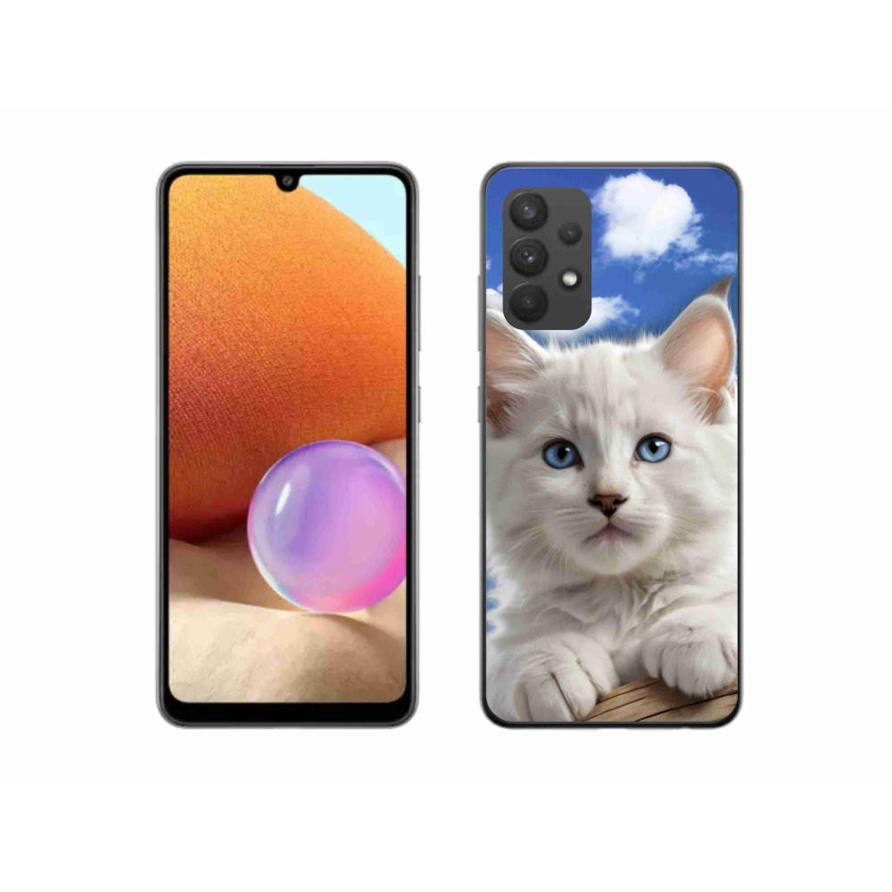 Gelový kryt mmCase na Samsung Galaxy A32 4G - kotě a oblaka
