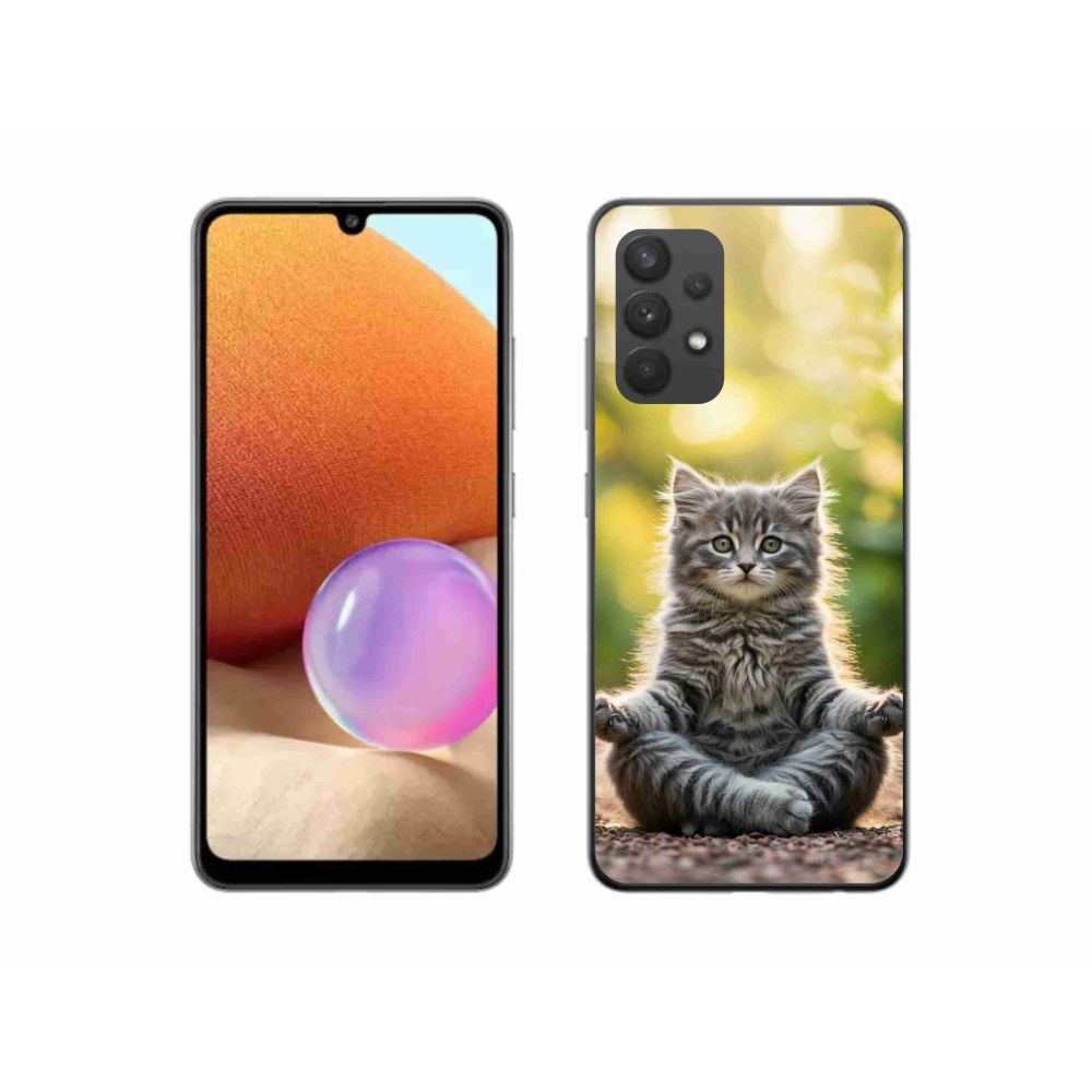 Gelový kryt mmCase na Samsung Galaxy A32 4G - meditující kotě