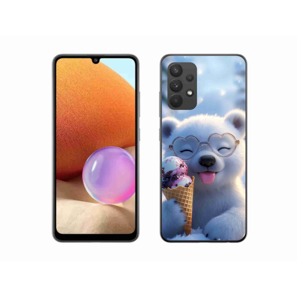 Gelový kryt mmCase na Samsung Galaxy A32 4G - medvídek se zmrzlinou