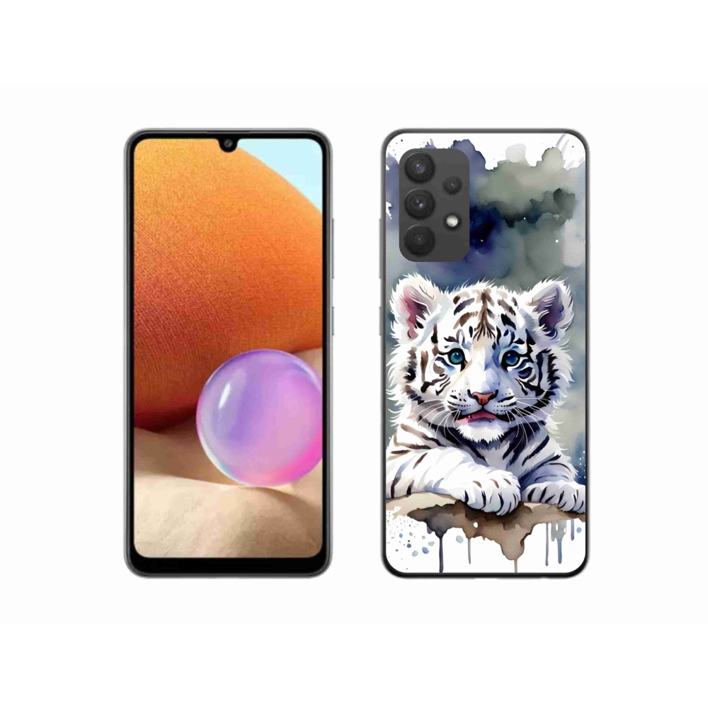Gelový kryt mmCase na Samsung Galaxy A32 4G - mládě bílého tygra