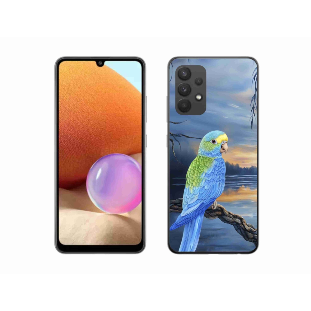 Gelový kryt mmCase na Samsung Galaxy A32 4G - modrý papoušek