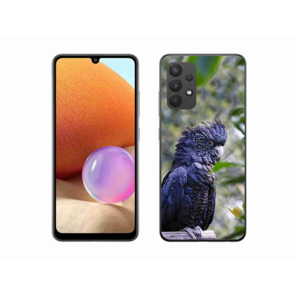 Gelový kryt mmCase na Samsung Galaxy A32 4G - papoušek kakadu černý